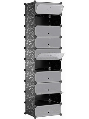 Braventa Collection 10 Seviyeli Ayakkabı Dolabı, Dıy, Pp Plastikten, Devrilme Korumalı, 48 x 36 x 173 Cm, Siyah LPC10H