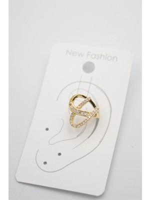 Remstdrk Taşlı Kıkırdak Küpe - Altın