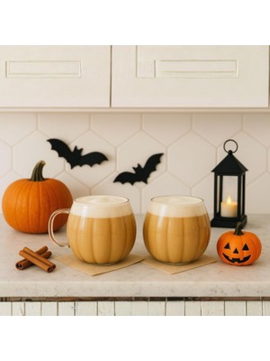 Braventa Collection Mithra Life 2 Adet Ateşe Dayanıklı 400 ml Çizgili Cam Kupa Bardak MIT1100