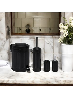 UltraMint Şık Siyah 4'lü Banyo Seti, Modern ve Kullanışlı Tasarım