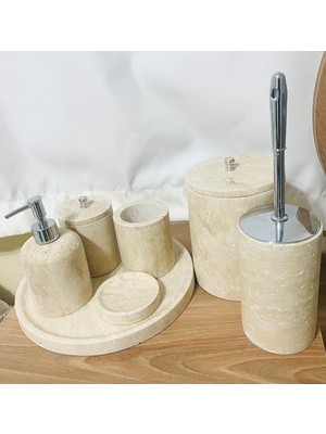 UltraMint 7 Litre Traverten Banyo Seti Gümüş Küre Aksesuarlarıyla Şık Tasarım