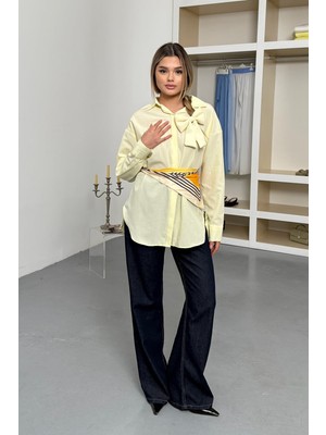 Jee Lee Kadın Uzun Kollu Salaş Basic Gömlek Sarı - 26Y 2009