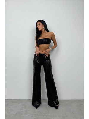 Başak Collection Payetli Wide Leg Pantolon
