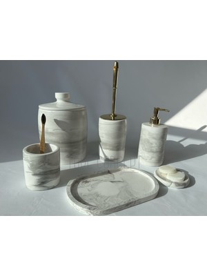 UltraMint Şık Mermer Desenli Beton Banyo Seti, Zarif ve Modern Tasarım