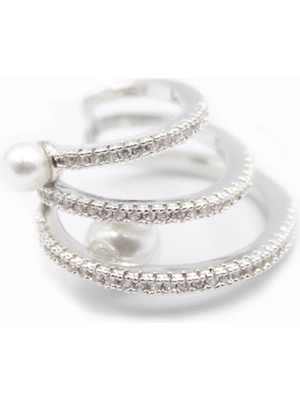 Remstdrk Taşlı Kıkırdak Küpe - Gümüş