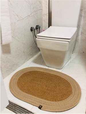 UltraMint Doğal Jüt ve Hasır Banyo Paspası, Bohem Tarzı, 40X60 cm