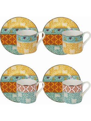 Braventa Collection Lucky Art Eliana Bone Dörtlü Kahve Fincanı Seti