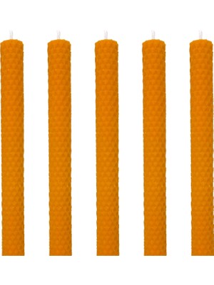 Braventa Collection (5 Adet) Şamdan Mumu (21X2CM) Doğal Petek Balmumu Seti Beeswax Bal Mumu Mum Özel Dekoratif Mum Balmu