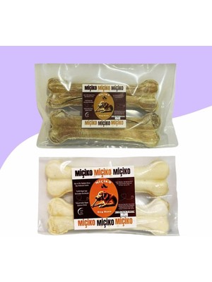 Braventa Collection 12CM Beyaz ve Naturel Press Çiğneme Kemiği 2X2LI Paket (4 Adet)