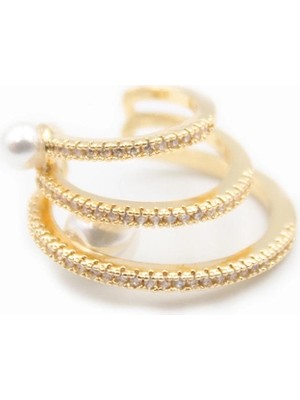 Remstdrk Taşlı Kıkırdak Küpe - Altın