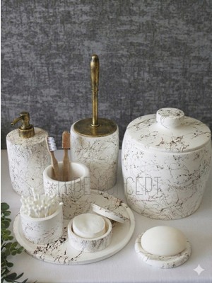 UltraMint Şık Gold Beton Banyo Seti, Modern ve Zarif Tasarım