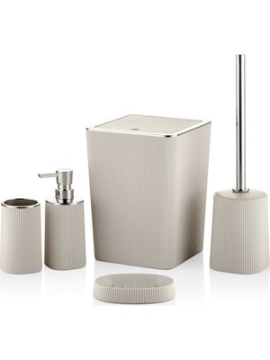 UltraMint Modern Çizgili Kare Krom Kaplama Banyo Seti, Şıklık ve Fonksiyonellik