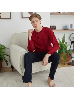 Hazego  Erkek 9250 Erkek   Midi Yaka Pijama Takımı
