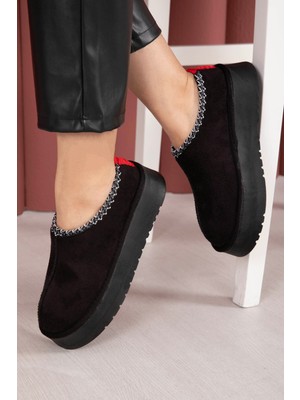 SRC Kalın Taban Kürklü Mini Bot Siyah