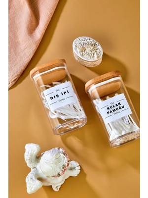 UltraMint Çiftli Ahşap Kapaklı Akrilik Diş Ipi ve Kulak Pamuğu Saklama Kabı