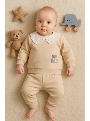 Hazego Dantel Yakalı Pamuklu 2'li Kız Bebek Takımı