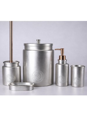 By Selim Stamp 5 Parça Polyester  Banyo Seti - Gümüş