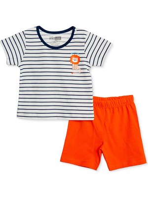 Hellobaby Hellobaby, Erkek, Kısa Kol Pijama Takımı, Hayvan Baskılı, Çıtçıtlı, Bisiklet Yaka, Kısa Paça, Kısa Kol