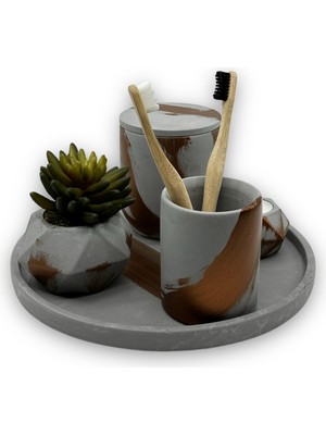 UltraMint Şık Antrasit Beton Banyo Seti, Modern ve Dayanıklı Tasarım