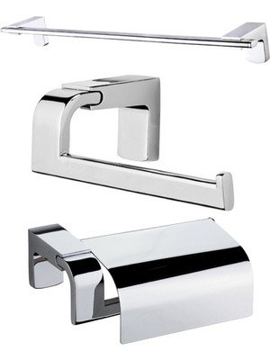 UltraMint Gri Krom Kapaklı Banyo Kağıtlık Seti, Şık ve Kullanışlı Tasarım
