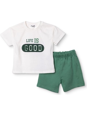 Hellobaby Hellobaby, Erkek, Tshirt-Şort, Slogan Baskılı, Bisiklet Yaka, Diz Üstü, Kısa Kol