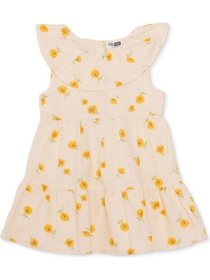 Hellobaby Hellobaby, Kız, Elbise, Çiçek Baskılı, Düğmeli, Sun Flower, Fırfırlı Yaka, Kısa Paça, Atlet