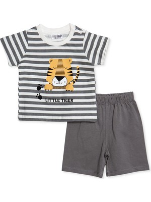 Hellobaby Hellobaby, Erkek, Kısa Kol Pijama Takımı, Hayvan Baskılı, Çıtçıtlı, Bisiklet Yaka, Kısa Paça, Kısa Kol