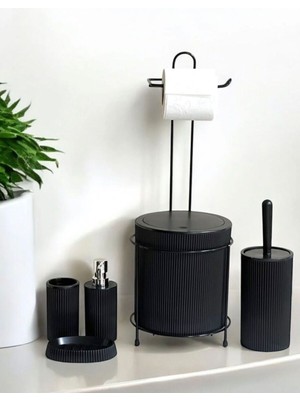 UltraMint 6 Parça Banyo Seti, Metal Stantlı Çöp Kovası ve Sabunlukli Komple