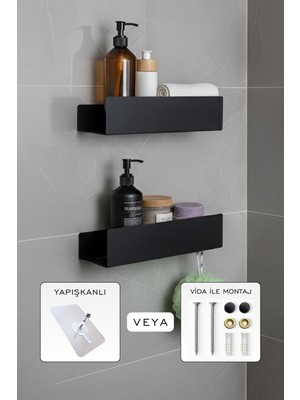 Morimora Yüksek Kaliteli Paslanmaz Banyo Düzenleyici Şampuanlık Duş Rafı - 2'li Set