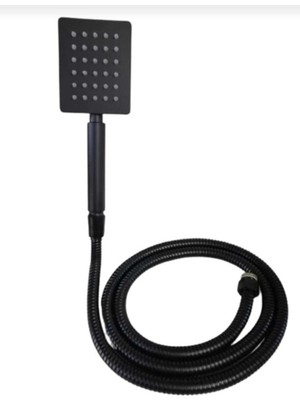 UltraMint 2'li Siyah Metal Duş Başlığı ve Hortumu Seti, Şık ve Dayanıklı Tasarım