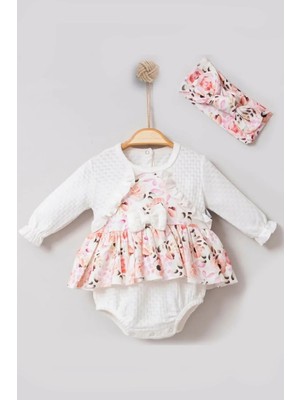 Hazego Bahar Çiçekleri Desenli Bandanalı Kız Bebek Romper