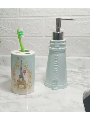 UltraMint Şık Sıvı Sabunluk ve Diş Fırçalık Çiftli Banyo Seti