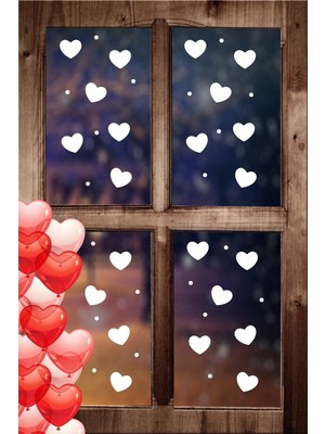 Mlh Store Sevgililer Günü Kalp 14 Şubat Cam Vitrin Süsleme 40 Adet Beyaz Özel Yeni Sticker