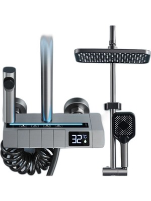 UltraMint Dijital LED Göstergeli Piyano Tuşlu Modern Banyo Duş Seti