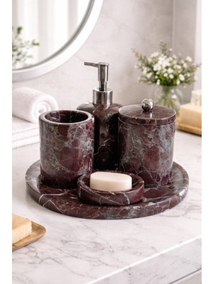 UltraMint Vişne Renkli 5'li Banyo Seti, Ferahlatıcı ve Şık Tasarım
