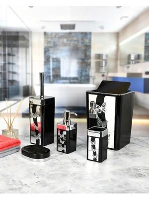 UltraMint Şık Kelebek Desenli Gümüş Banyo Seti, Zarif ve Modern Tasarım
