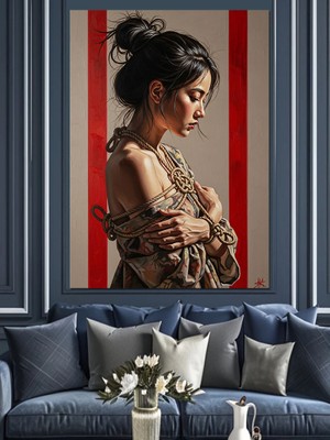 Karizma Tablo Urgan ile Bağlı Kadın Dekoratif Kanvas - Mdf Ahşap Tablo