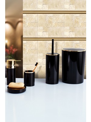 UltraMint Şık Siyah ve Altın Banyo Seti, Zarif ve Modern Tasarım