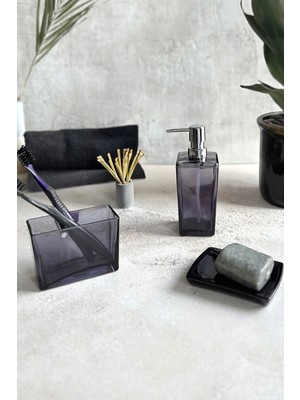 UltraMint Şeffaf Siyah Banyo Seti, 3'lü, Şık ve Fonksiyonel Tasarım