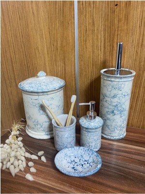 UltraMint Violet Collection Mavi Mermer Seramik Banyo Seti, Şık ve Dayanıklı Tasarım