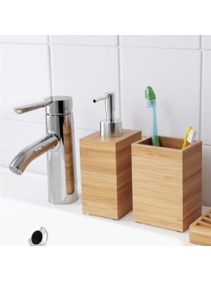 UltraMint 2'li Bambu Banyo Seti Sıvı Sabunluk ve Diş Fırçalık, Şık ve Doğal Tasarım