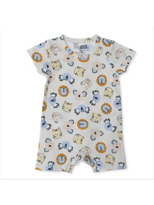 Hellobaby Hellobaby, Erkek, Kısa Tulum, Hayvan Baskılı, Çıtçıtlı, Bisiklet Yaka, Kısa Paça, Kısa Kol