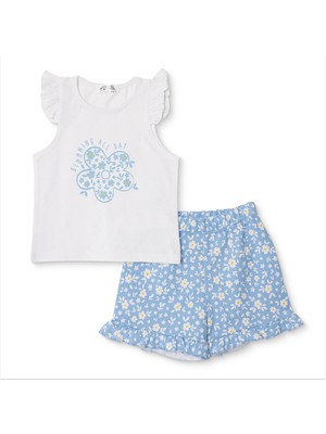 Hellobaby Hellobaby, Kız, Atlet-Şort, Çiçek Baskılı, Bisiklet Yaka, Kısa Paça, Atlet