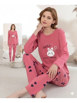 Hazego Boyraz 0353 Kadın Penye Uzun Kol Pijama Takımı