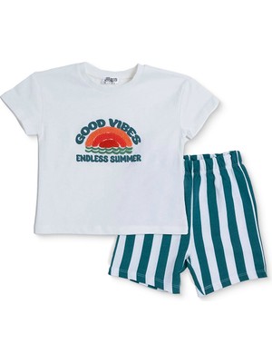 Hellobaby Hellobaby, Erkek, Tshirt-Şort, Slogan Baskılı, Bisiklet Yaka, Diz Üstü, Kısa Kol