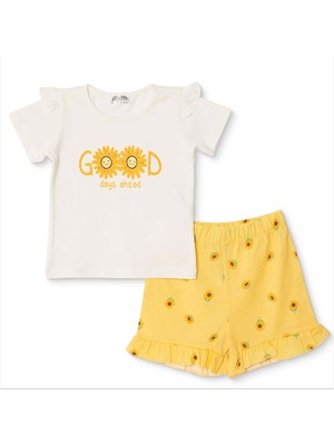 Hellobaby Hellobaby, Kız, Tshirt-Şort, Çiçek Baskılı, Bisiklet Yaka, Kısa Paça, Kısa Kol