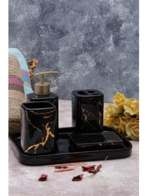 UltraMint Şık ve Dayanıklı 5 Parça Porselen Banyo Seti, Modern Tasarım