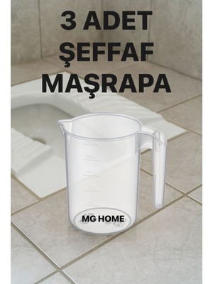 UltraMint 3’lü Şeffaf Plastik Maşrapa Seti, Banyo ve Tuvalet Temizliği Için