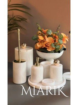 UltraMint Şık Mermer Banyo Seti, 7 Parça Büyük Disko Top ve Pirinç Detaylı