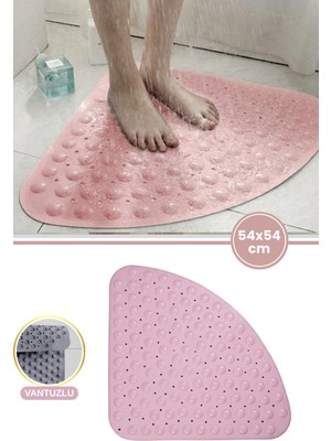 UltraMint Vantuzlu Üçgen Banyo Kaydırmaz Paspas 54X54CM, Güvenli ve Şık Tasarım